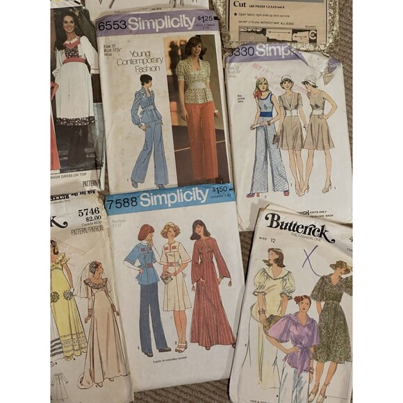 Lot of  20 Vintage Sewing Patterns 70s 80s +  Boho Retro bell bottoms - Picture 12 of 16